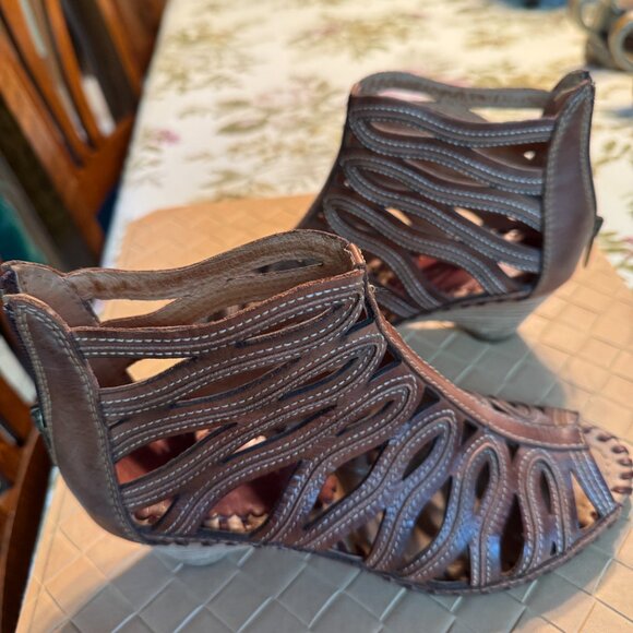 Pikolinos Gladiator Wedge Sandals Brown Spanish Leather Boho 36 - Picture 3 of 8